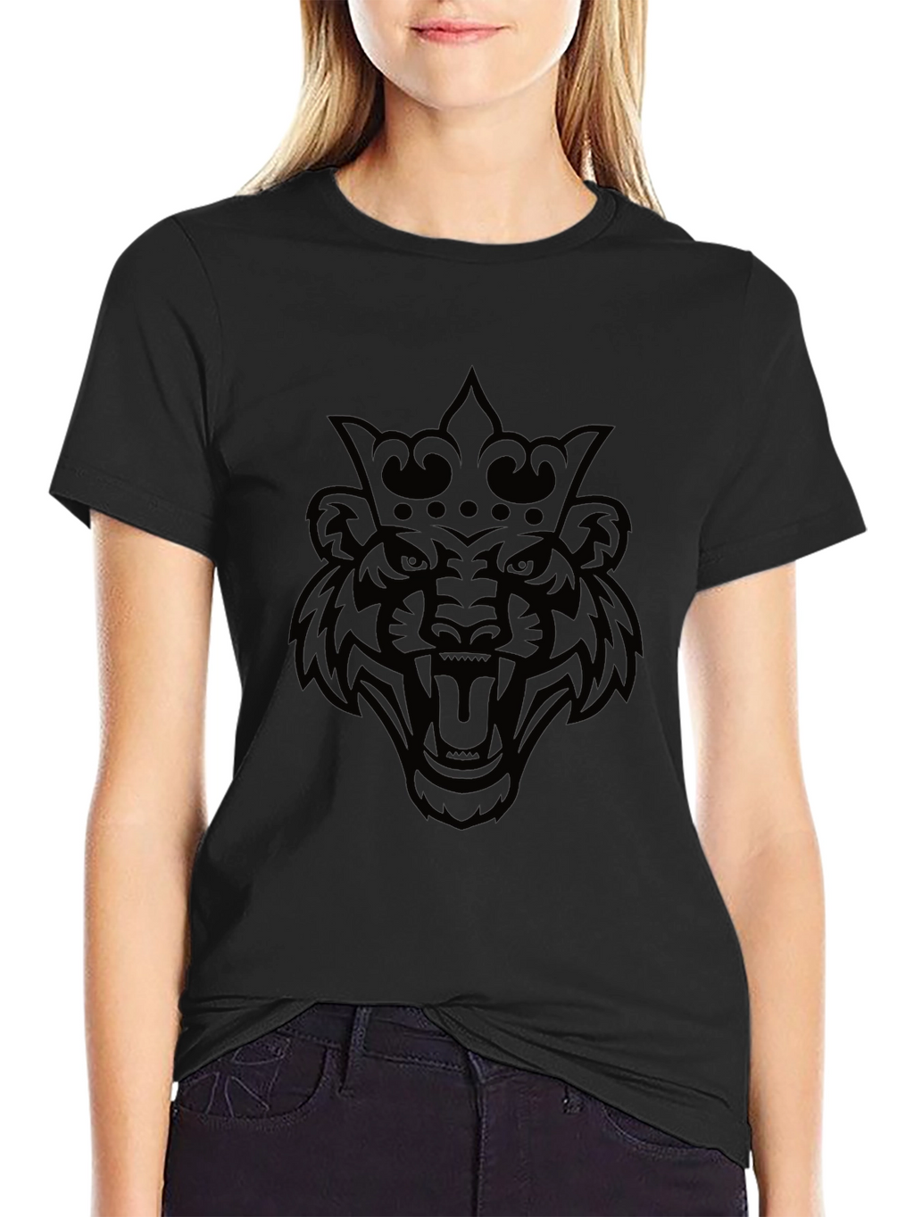 King Tiger Graphic Tee - Black Cotton Blend T-Shirt