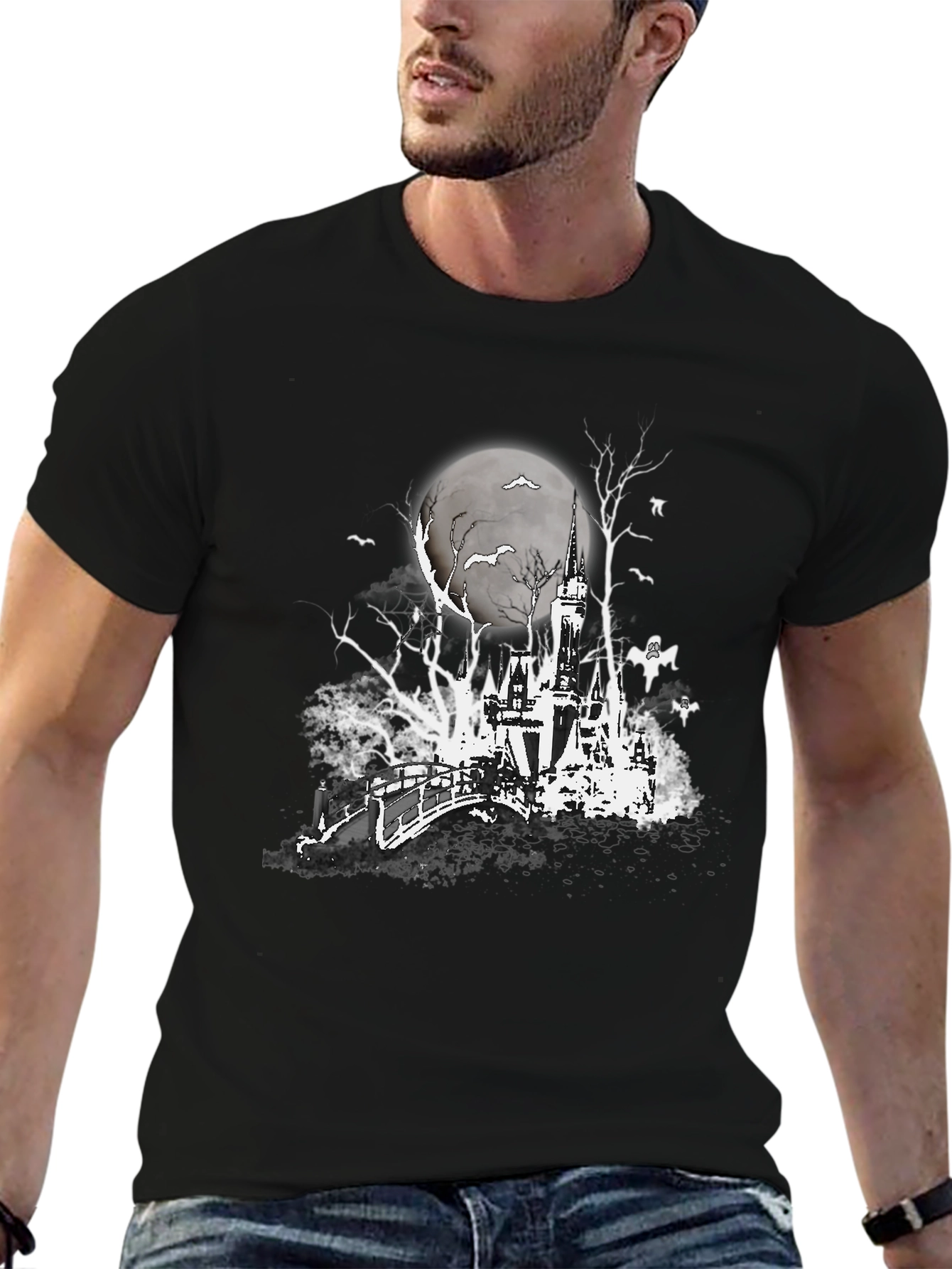 Spooky Castle Graphic Tee - Halloween Shirt