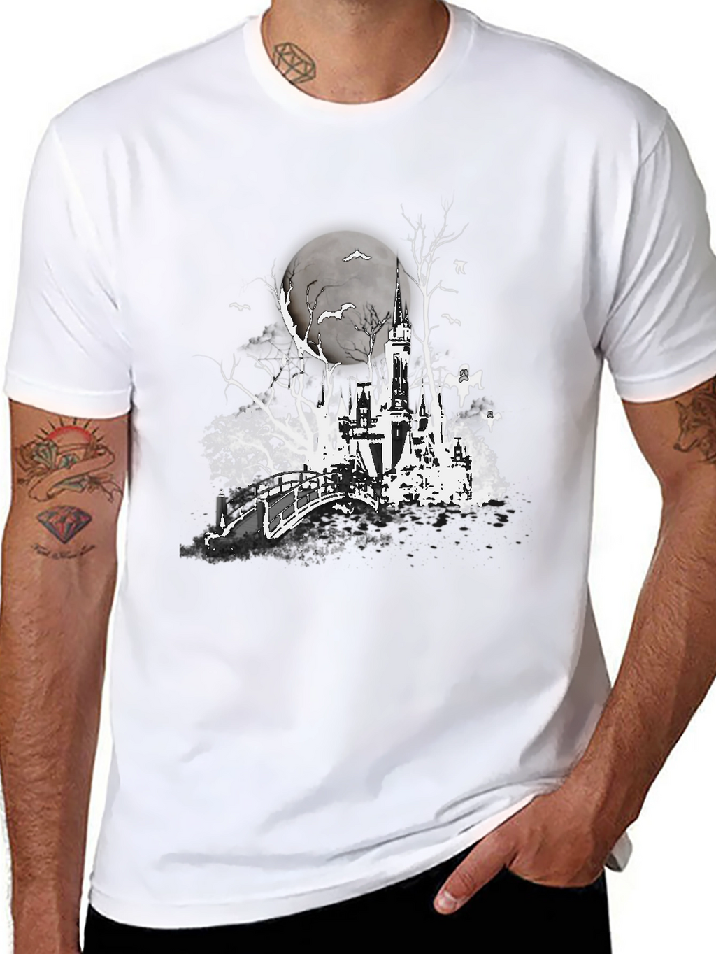 Spooky Castle Graphic Tee - Halloween Shirt