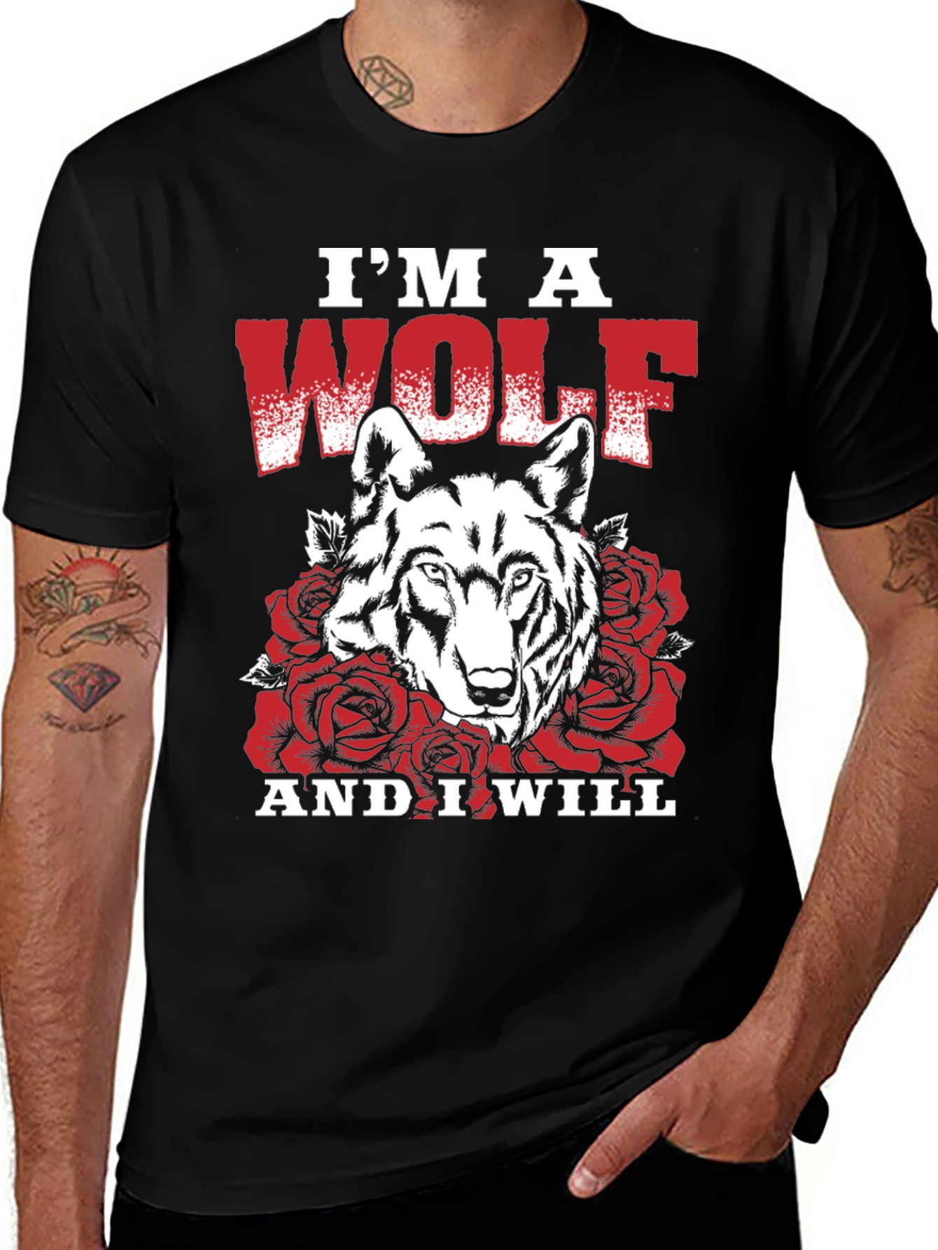 Im A Wolf T-Shirt - Floral Wolf Graphic Tee