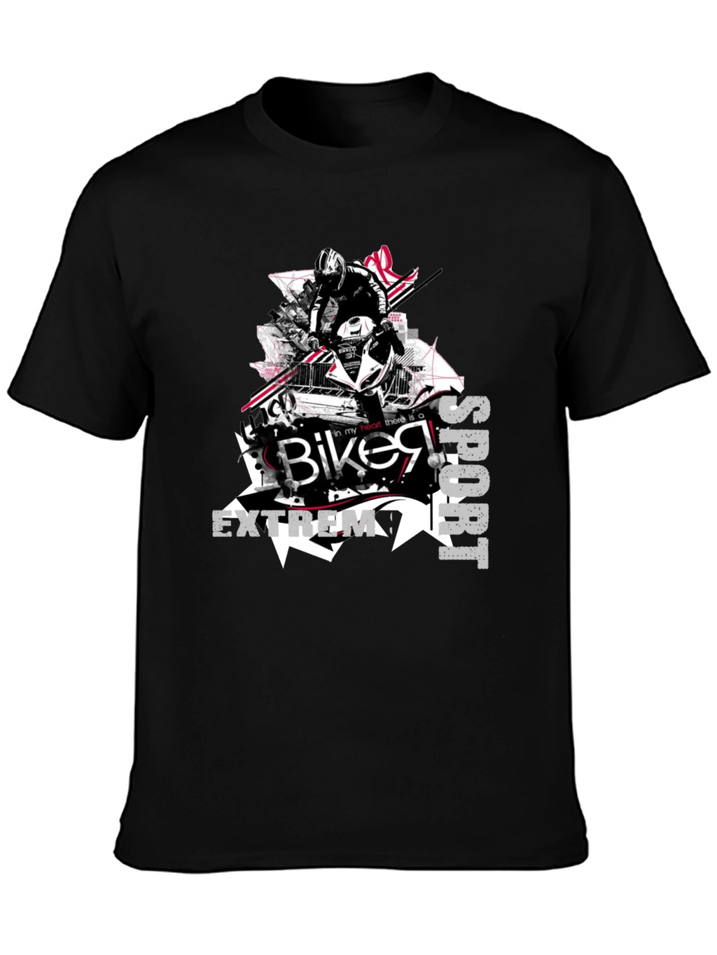 Biker Extreme Sport Black T-Shirt