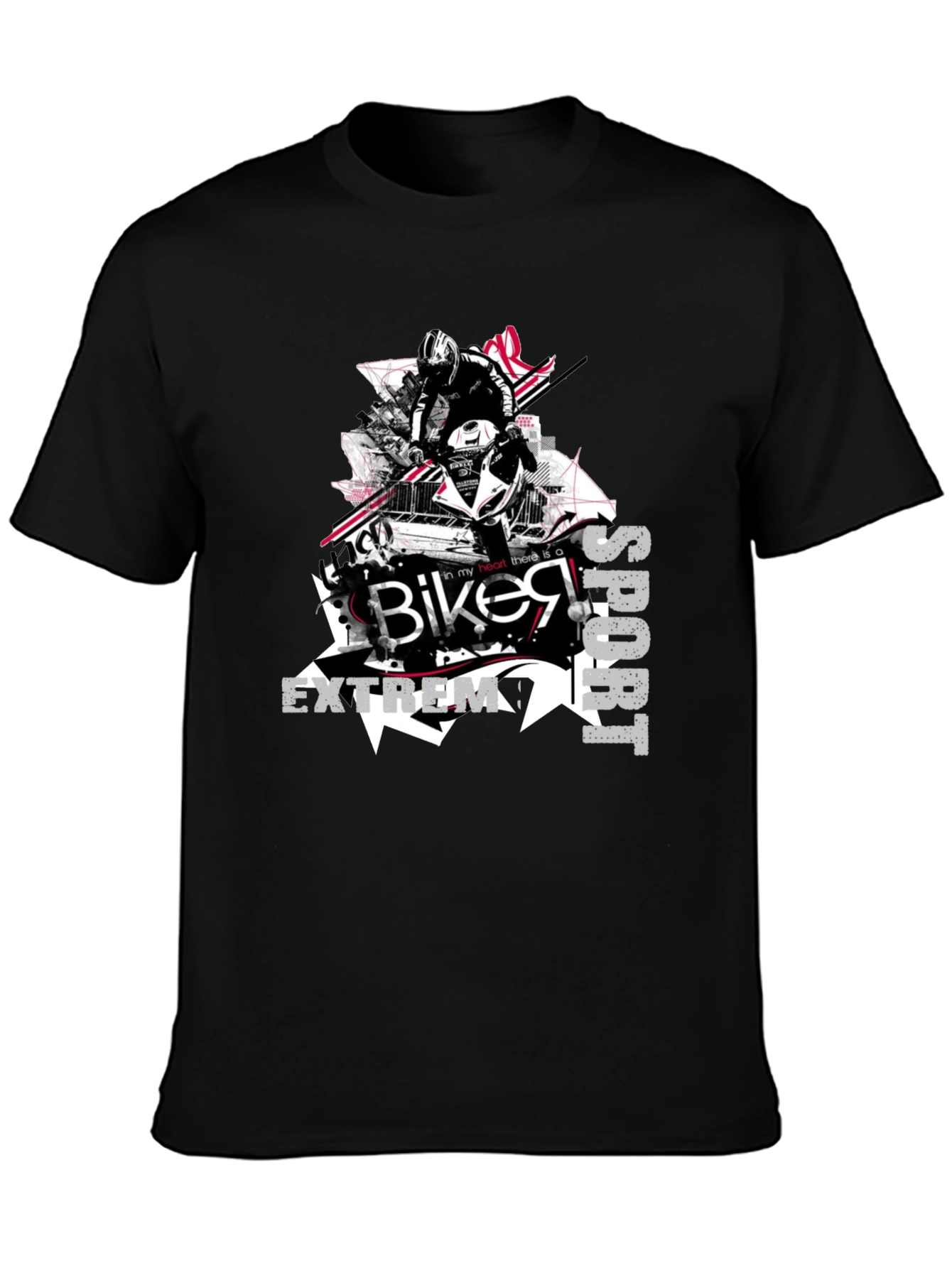 Biker Extreme Sport Black T-Shirt