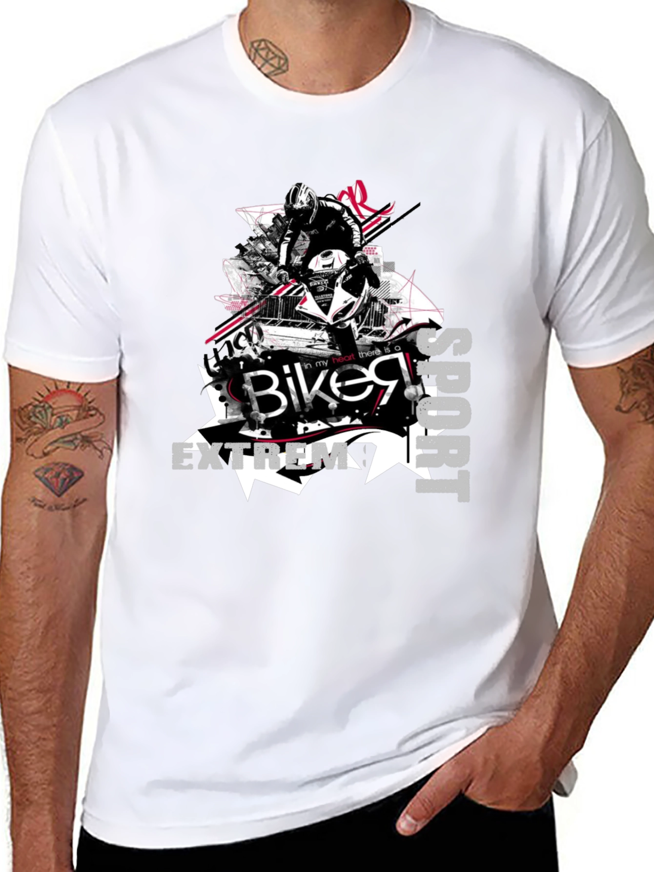 Biker Extreme Sport Black T-Shirt