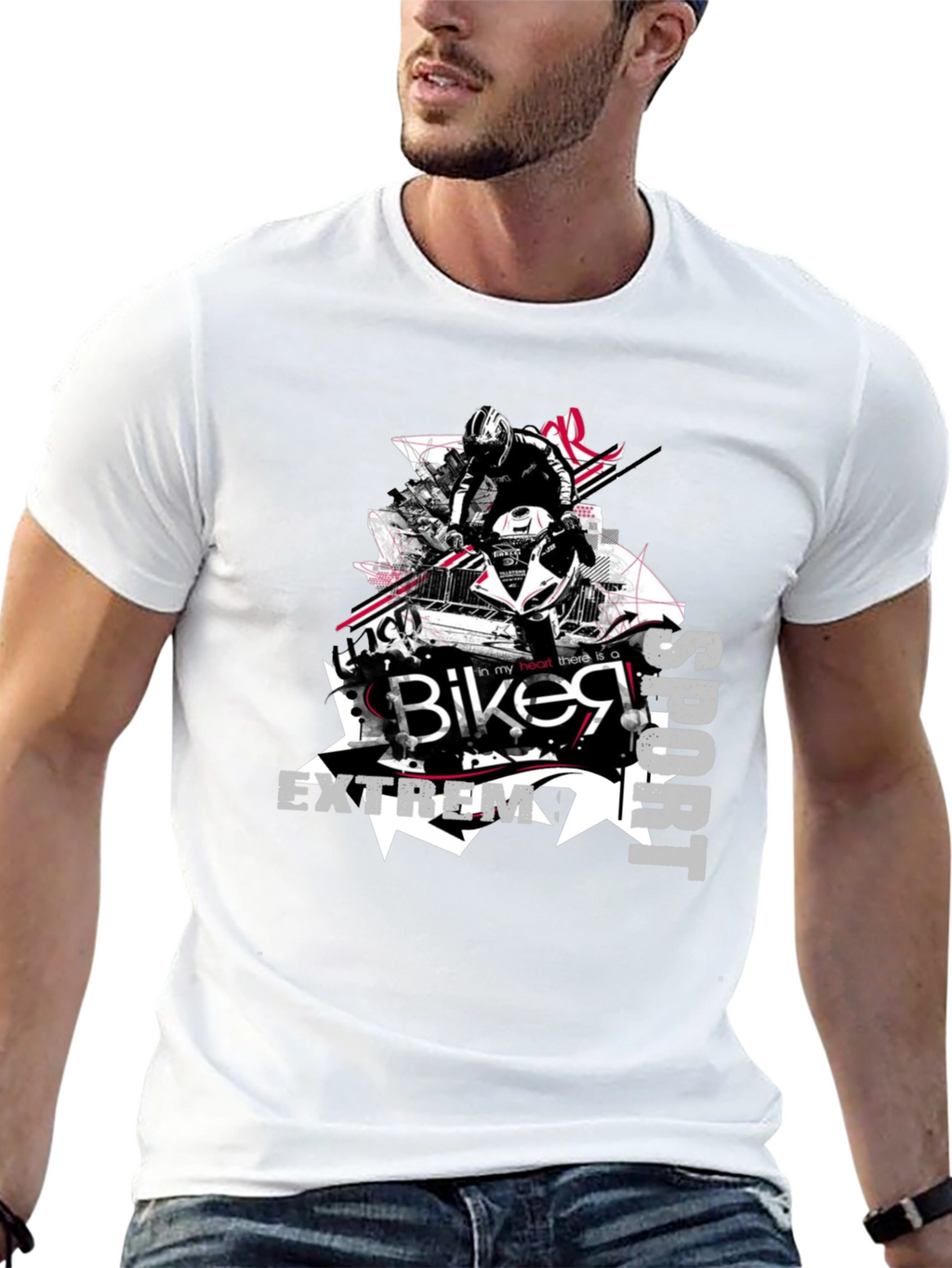 Biker Extreme Sport Black T-Shirt
