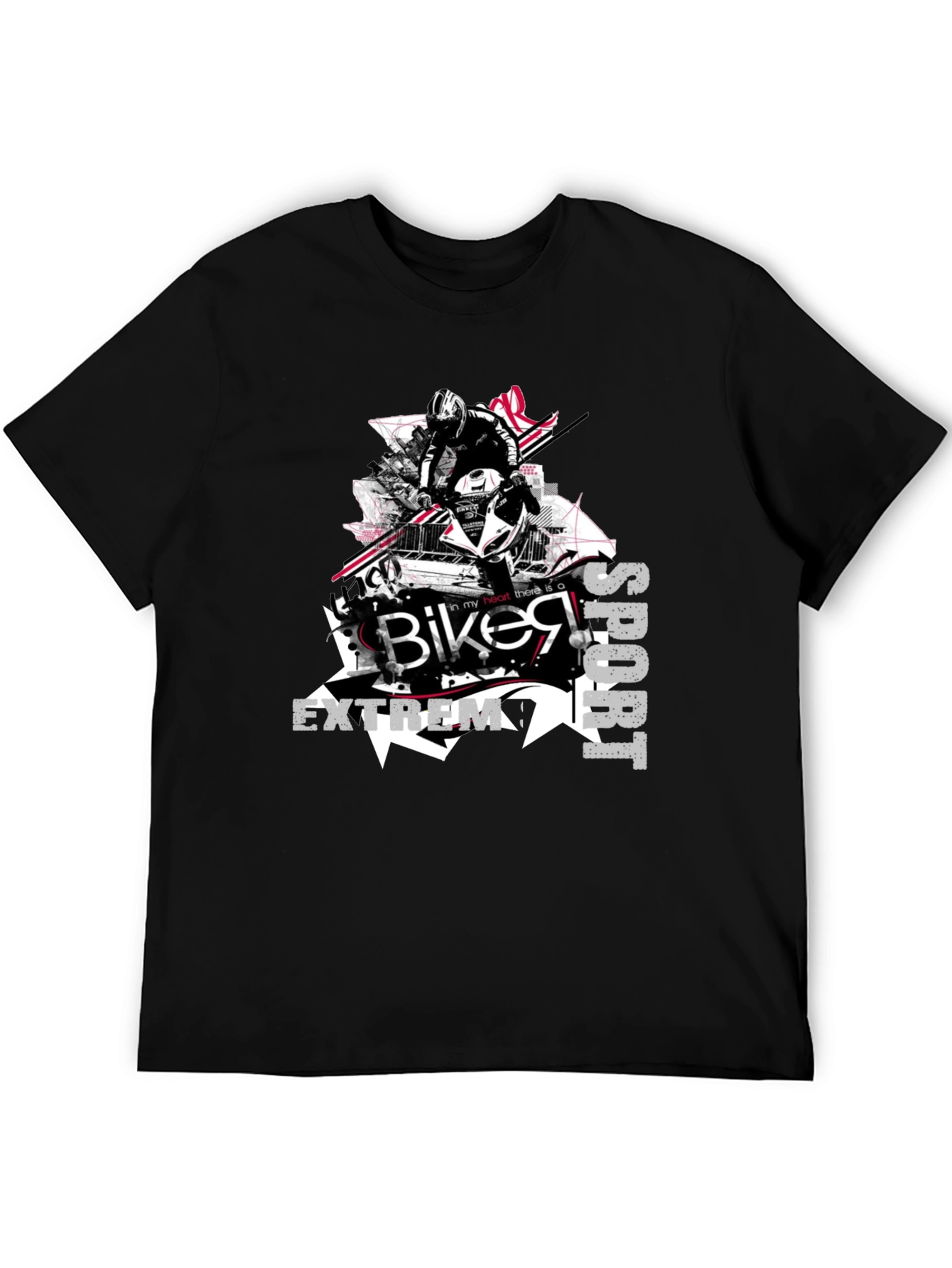 Biker Extreme Sport Black T-Shirt
