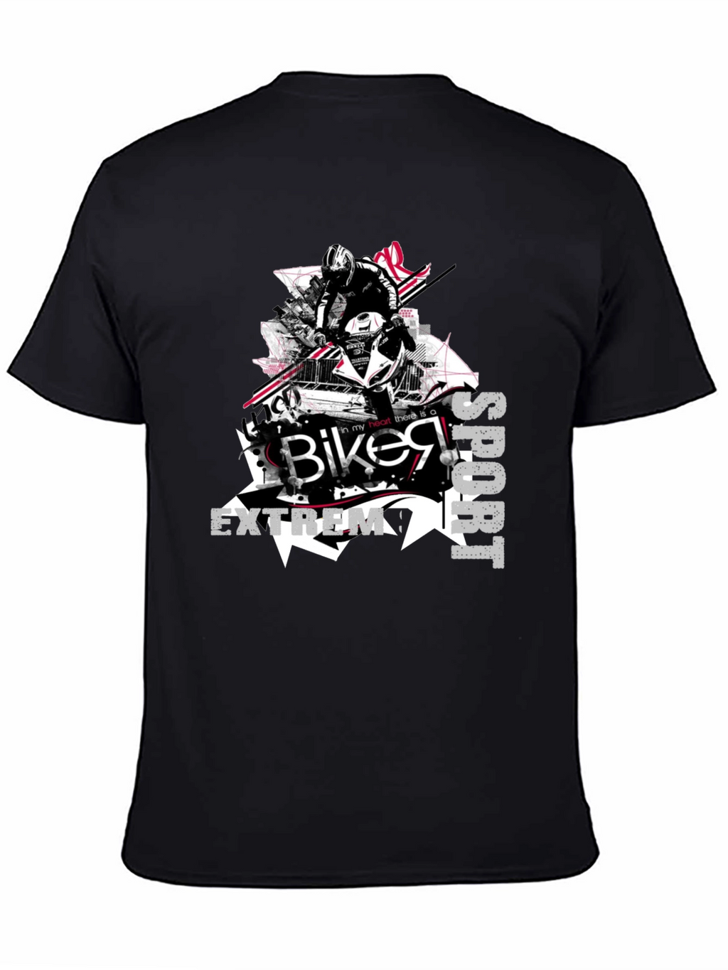 Biker Extreme Sport Black T-Shirt