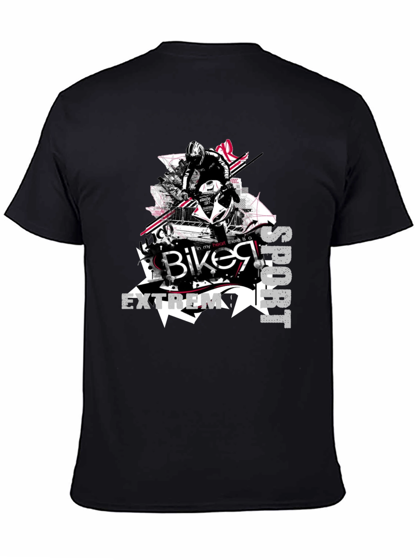 Biker Extreme Sport Black T-Shirt