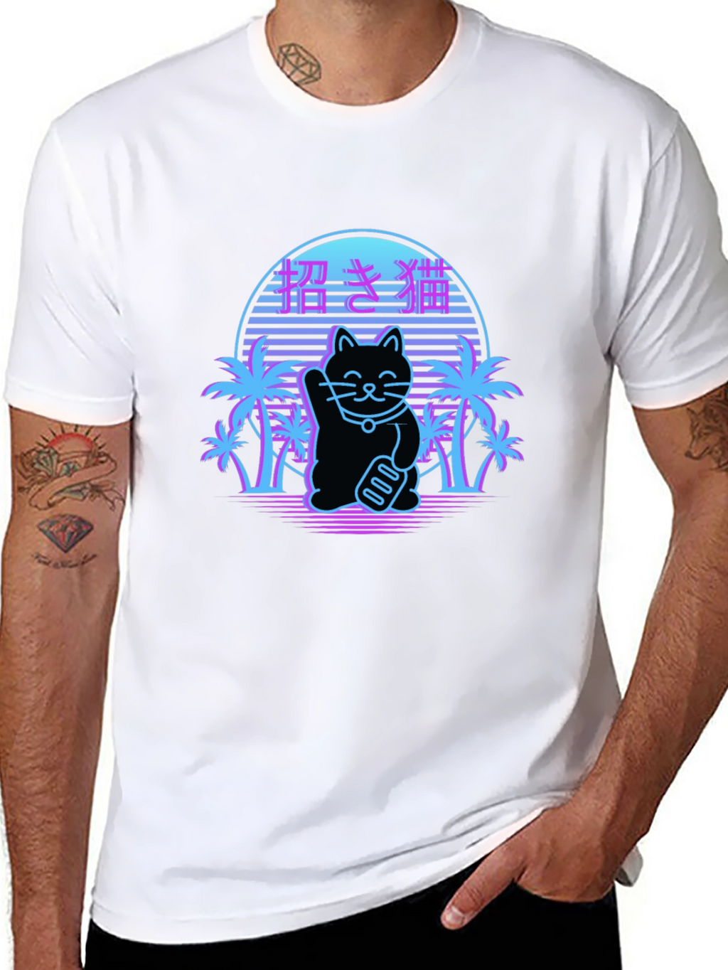 Lucky Cat Retro T-Shirt