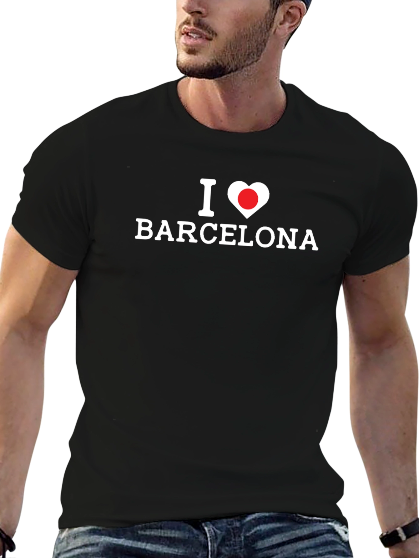 I Love Barcelona Graphic T-Shirt - Black Cotton Tee
