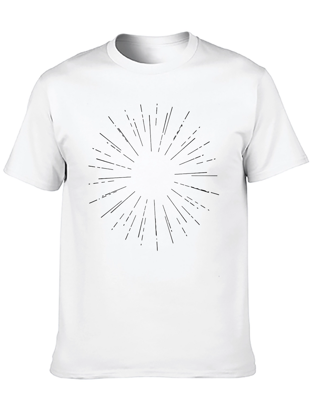 Mens Black Graphic Tee - Sunburst Design Casual Shirt