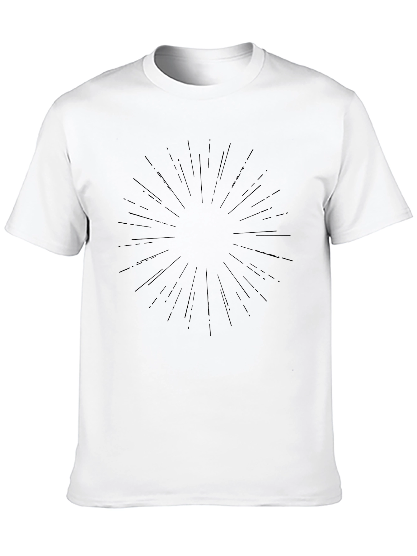 Mens Black Graphic Tee - Sunburst Design Casual Shirt