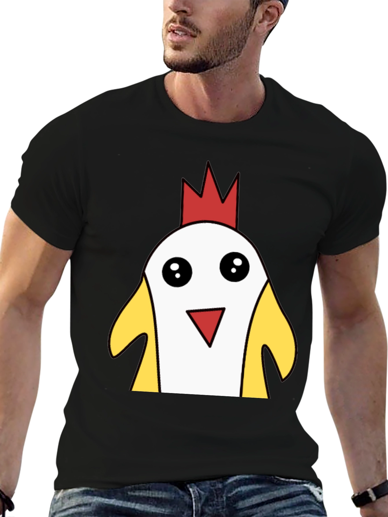 Funny Cartoon Chicken T-Shirt - Black