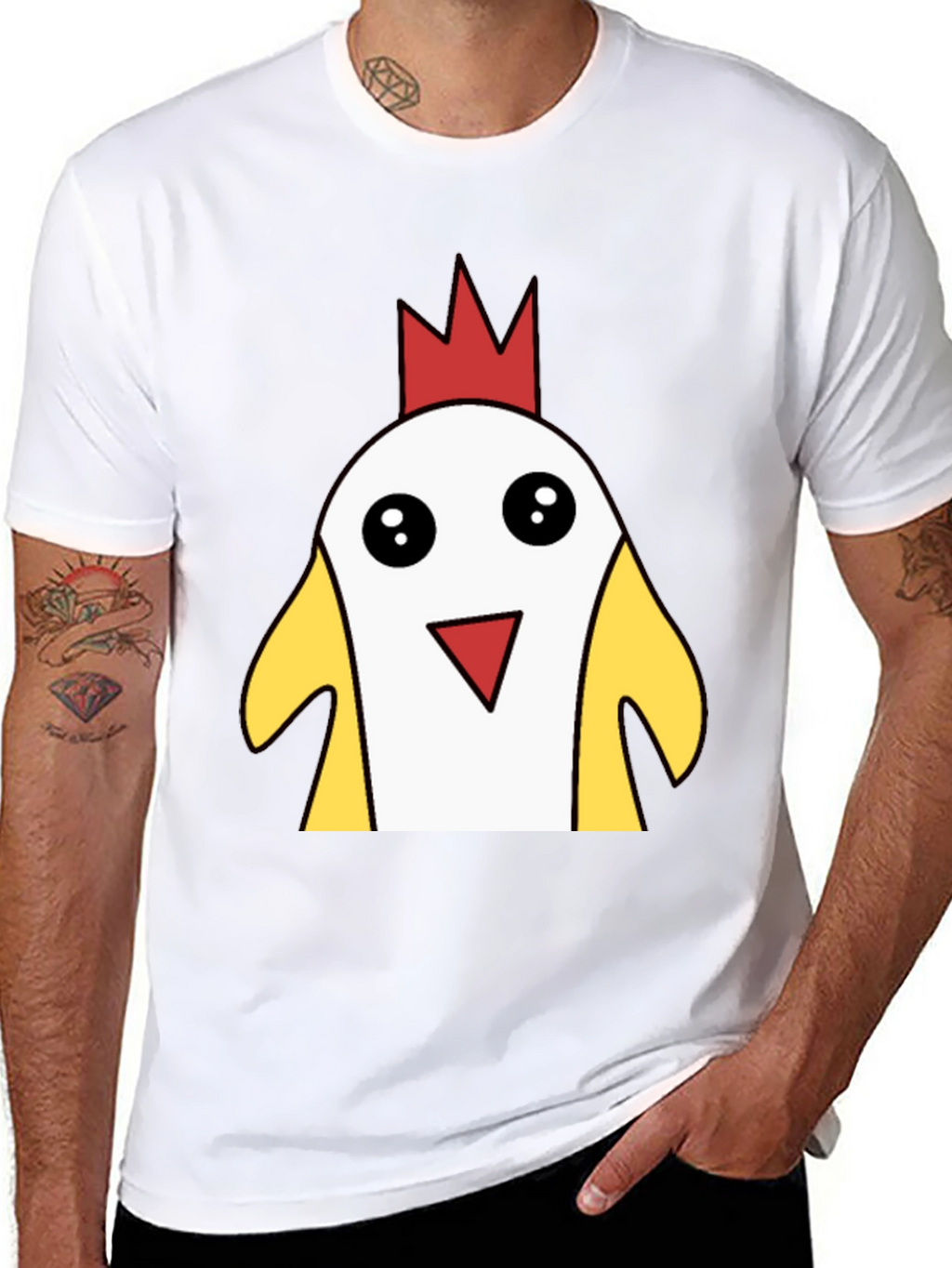 Funny Cartoon Chicken T-Shirt - Black