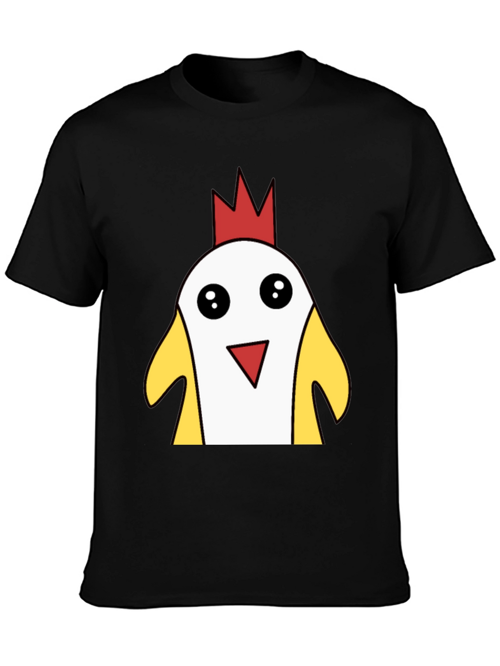 Funny Cartoon Chicken T-Shirt - Black