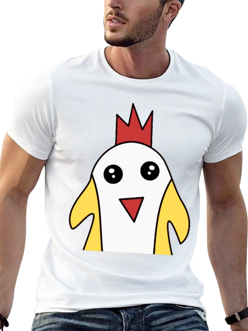 Funny Cartoon Chicken T-Shirt - Black