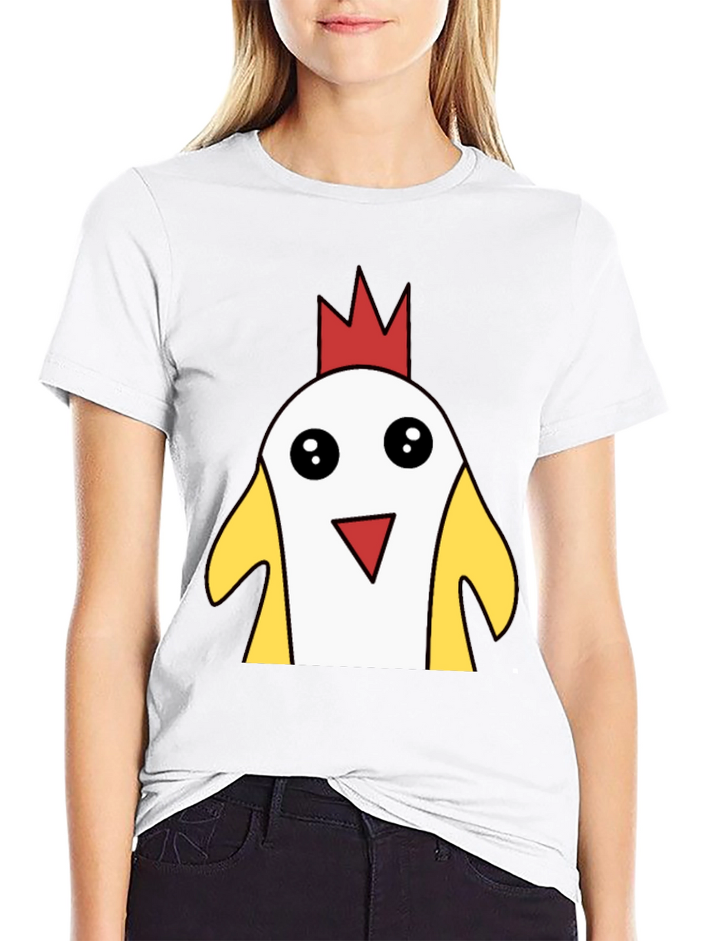 Funny Cartoon Chicken T-Shirt - Black
