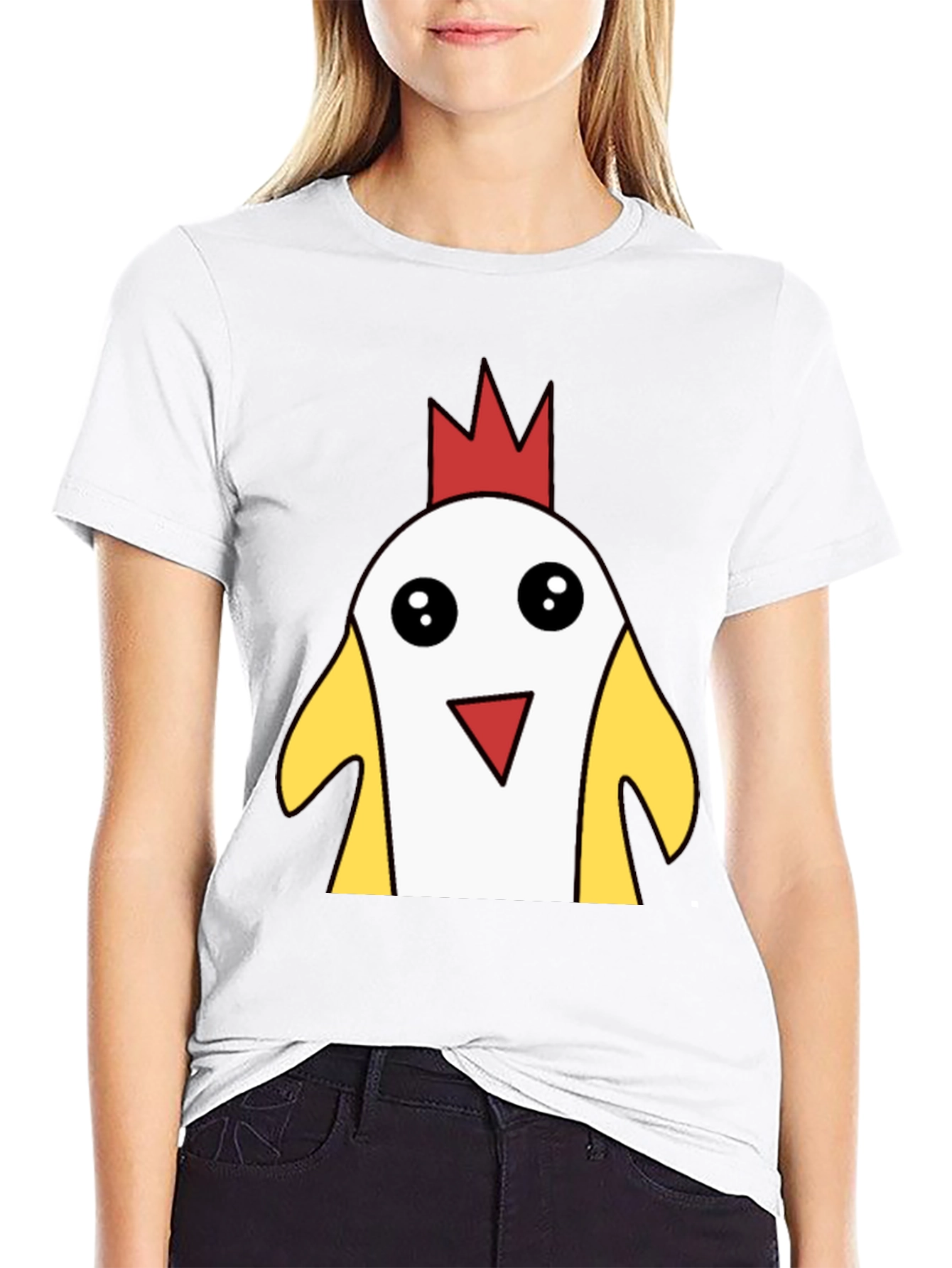 Funny Cartoon Chicken T-Shirt - Black