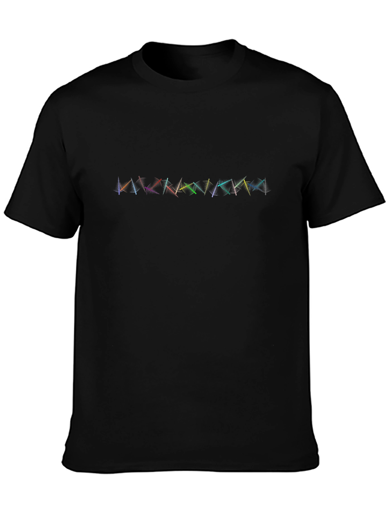 Abstract Geometric Rainbow Design Black T-Shirt
