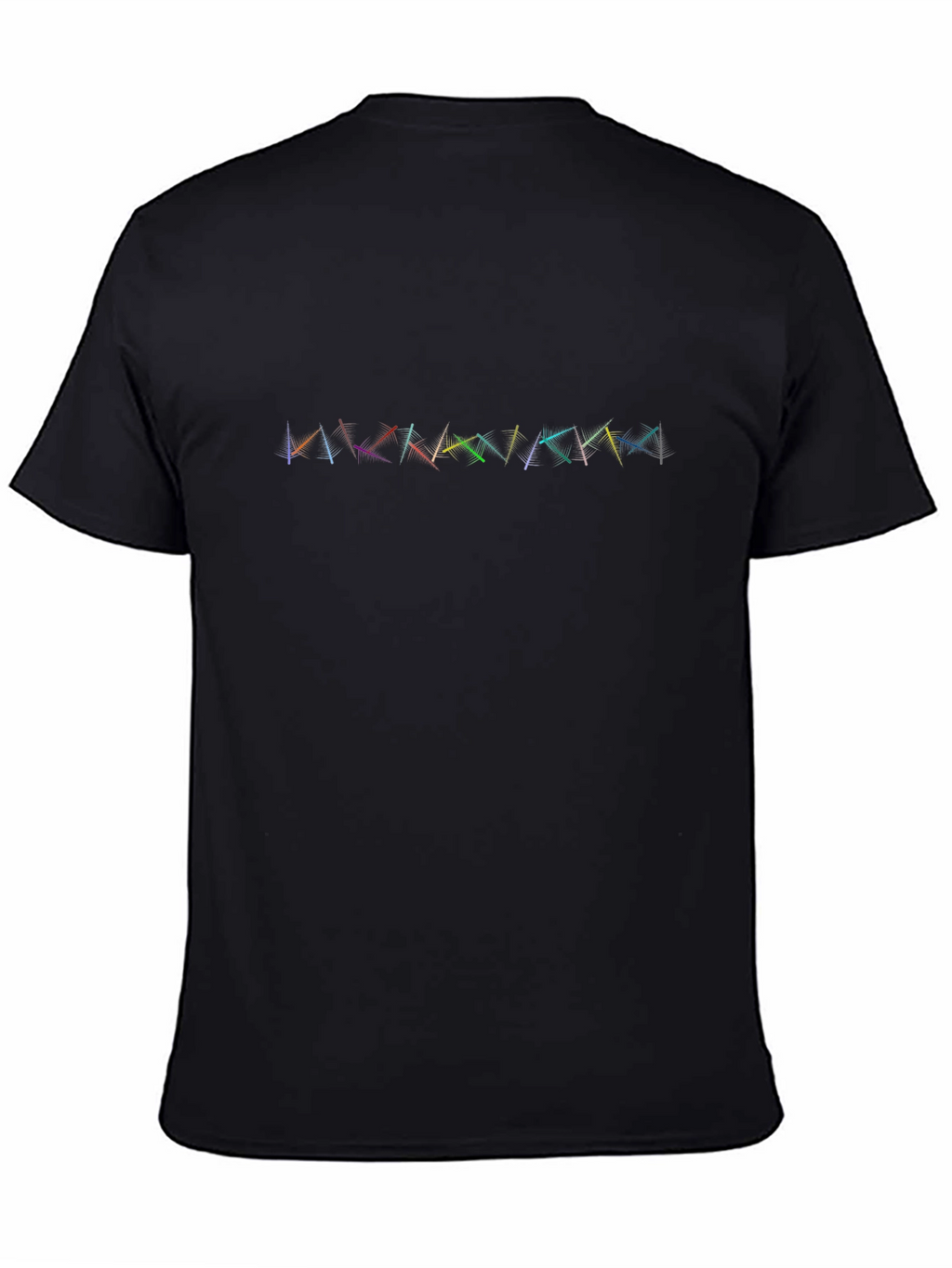 Abstract Geometric Rainbow Design Black T-Shirt