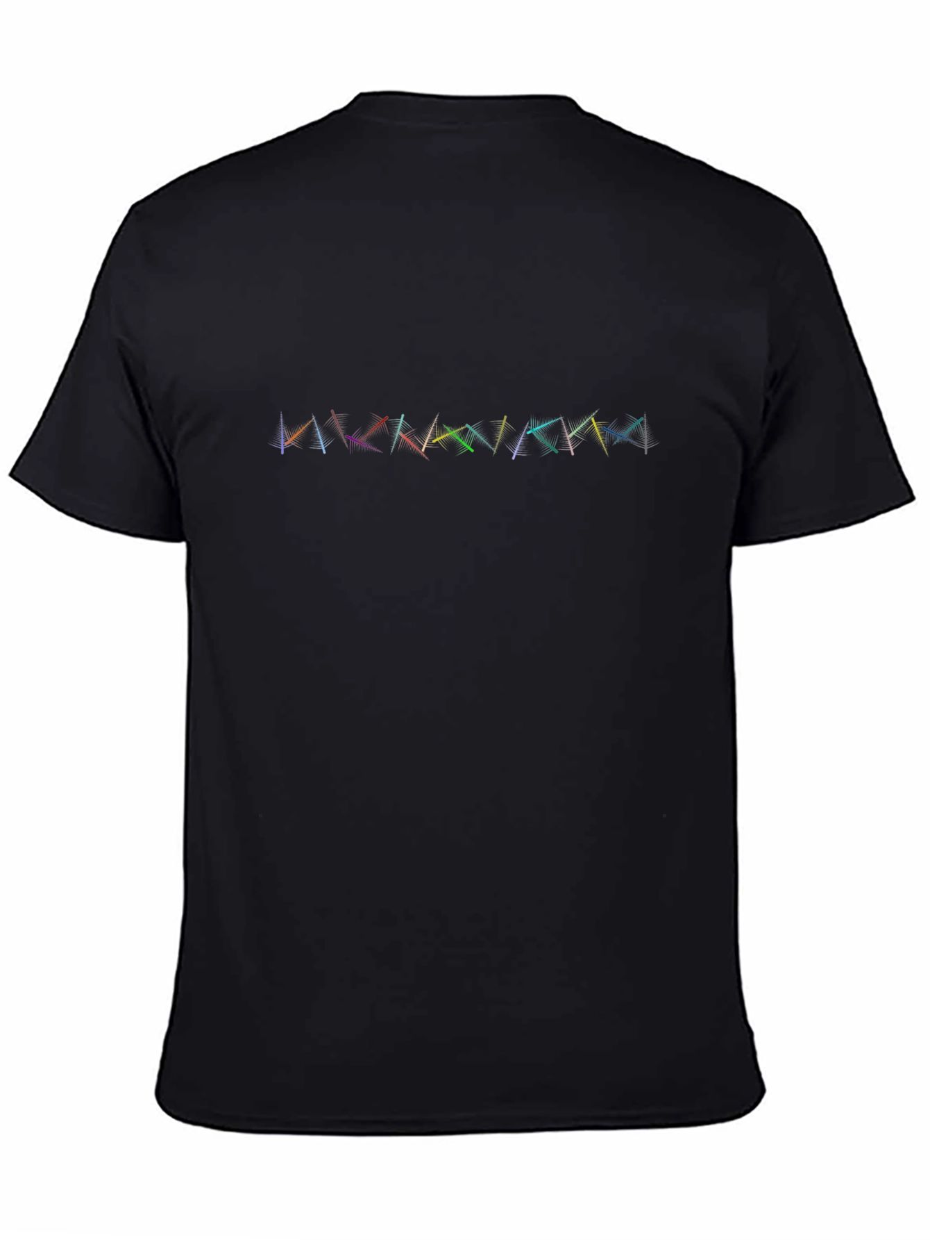Abstract Geometric Rainbow Design Black T-Shirt