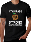 4th Grade Strong T-Shirt - Leopard Apple Distance Learning