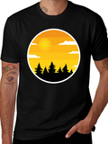 Nature Landscape Graphic Tee - Black Cotton Blend