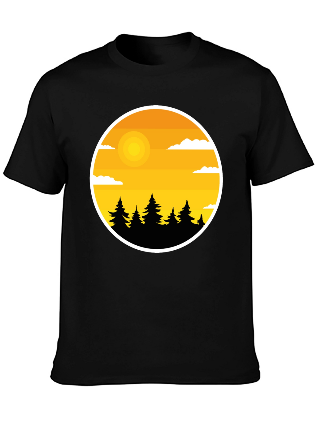 Nature Landscape Graphic Tee - Black Cotton Blend