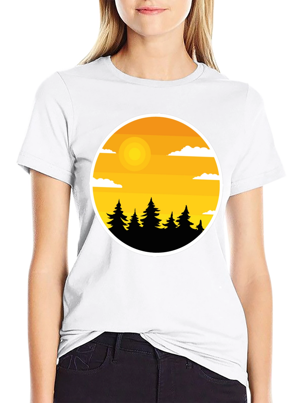Nature Landscape Graphic Tee - Black Cotton Blend