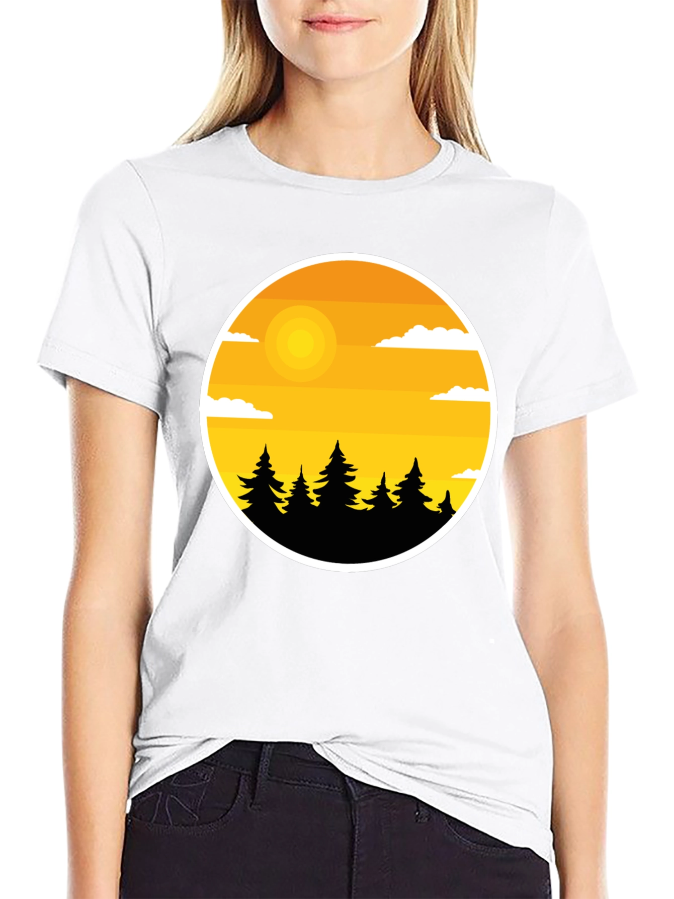 Nature Landscape Graphic Tee - Black Cotton Blend