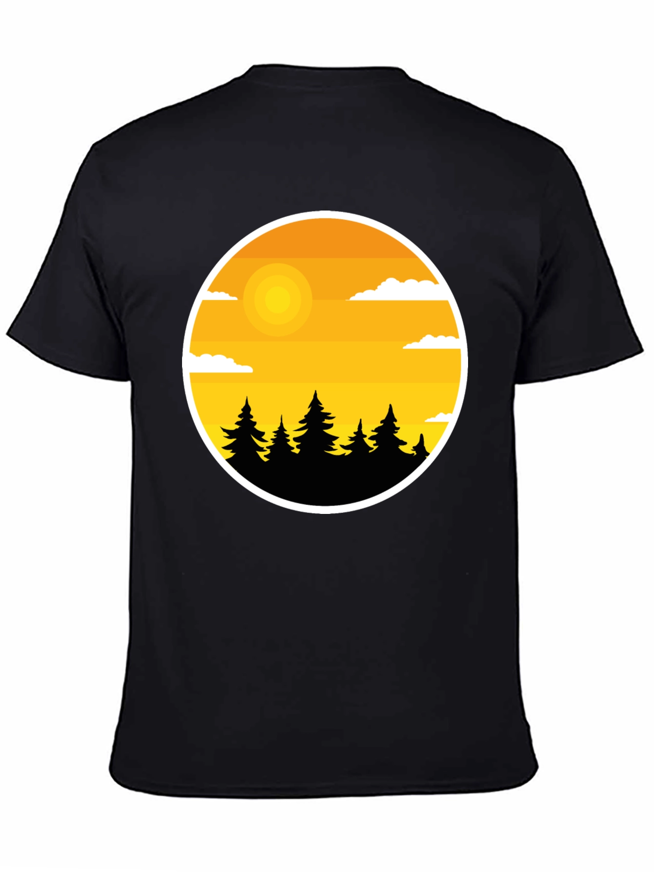 Nature Landscape Graphic Tee - Black Cotton Blend