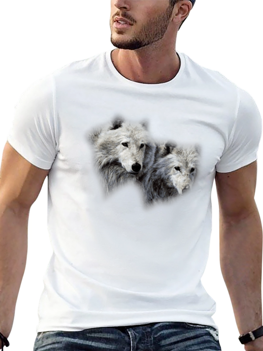 Wolf Pack Graphic Print Black T-Shirt