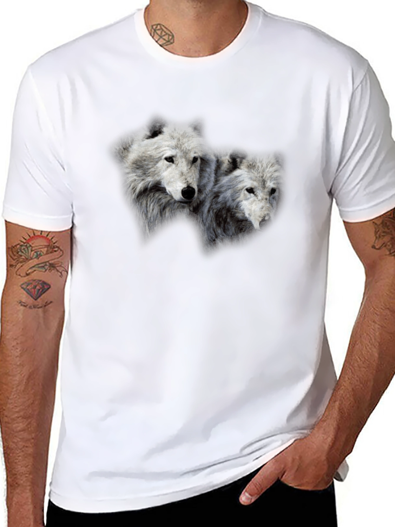 Wolf Pack Graphic Print Black T-Shirt