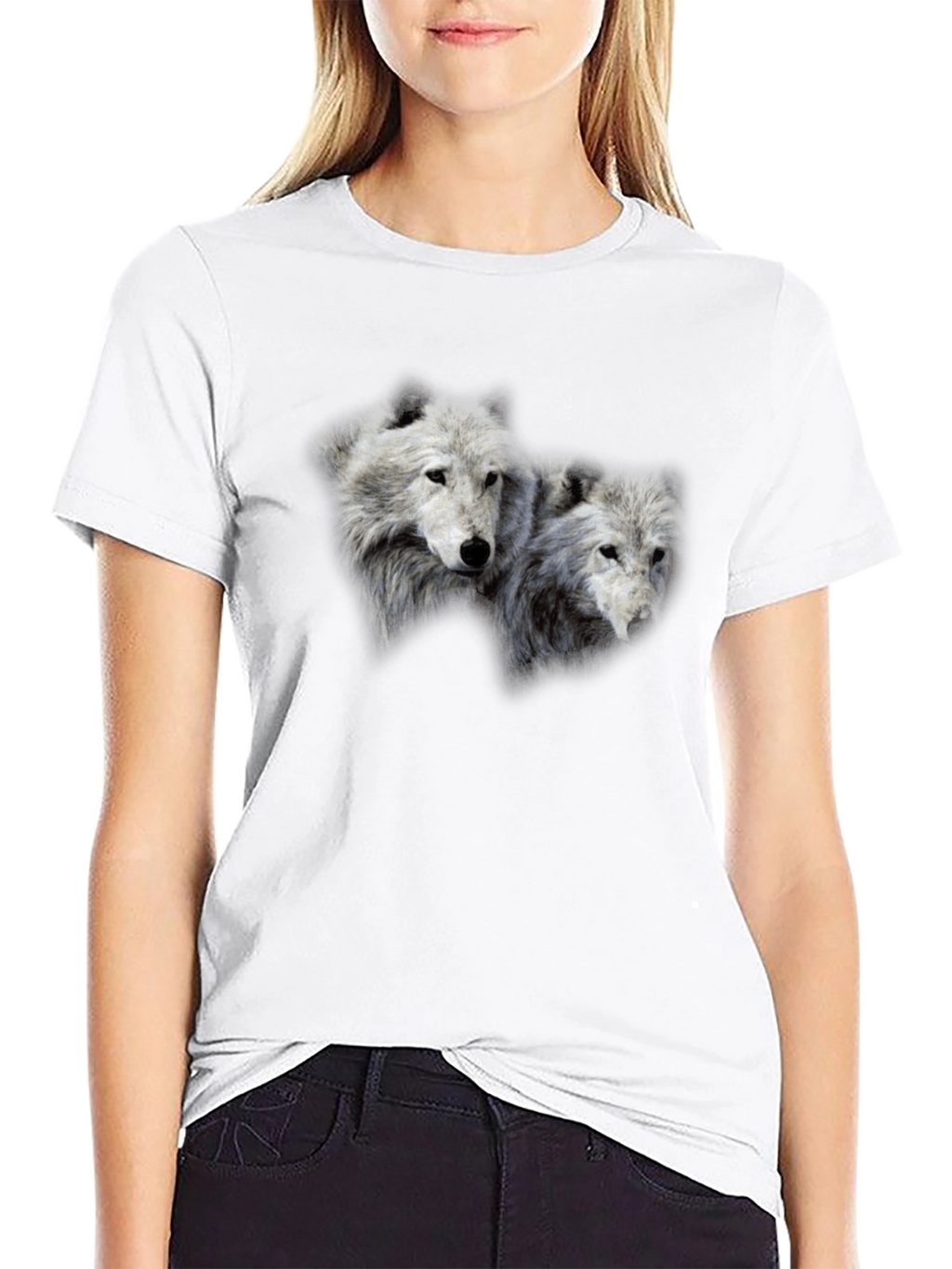 Wolf Pack Graphic Print Black T-Shirt