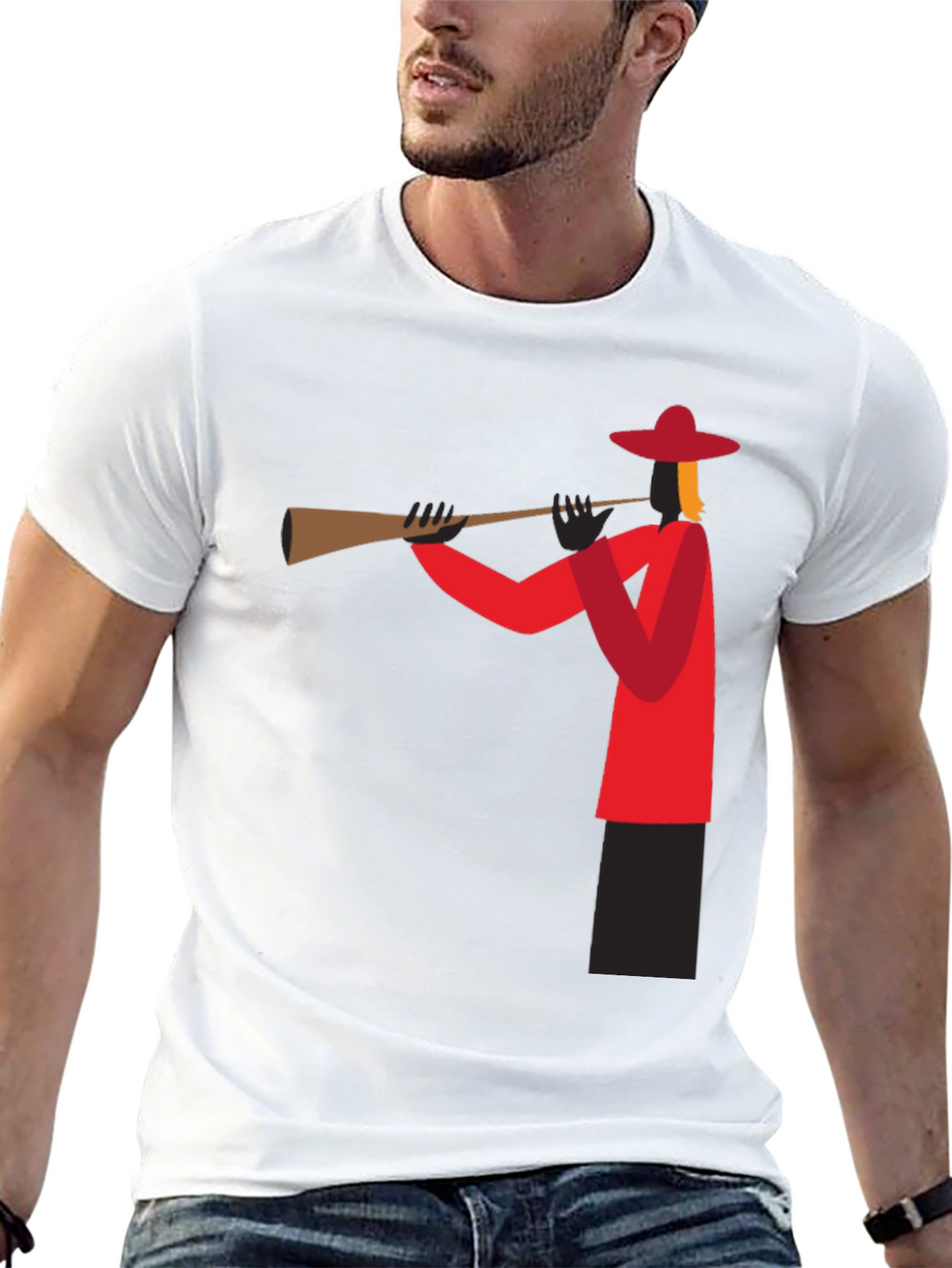 Trumpet Player Graphic Tee - Black Cotton