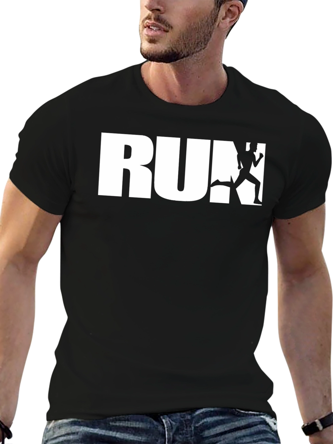 Run Graphic Tee - Black Cotton Casual Shirt