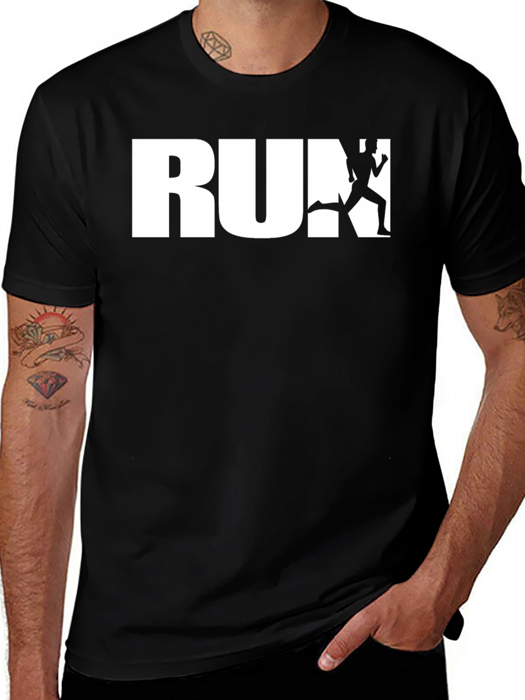 Run Graphic Tee - Black Cotton Casual Shirt