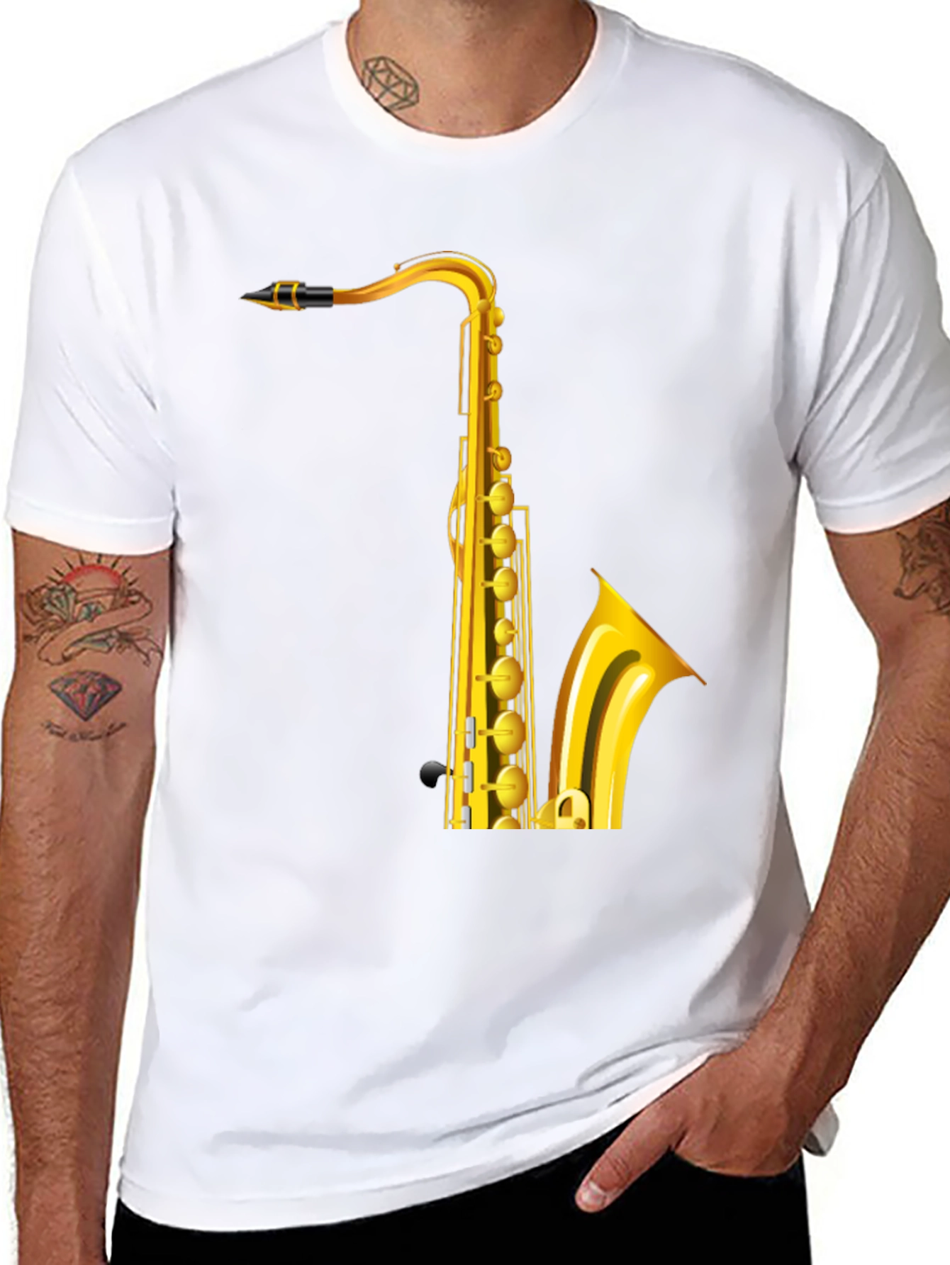 Saxophone Graphic Print Mens T-Shirt