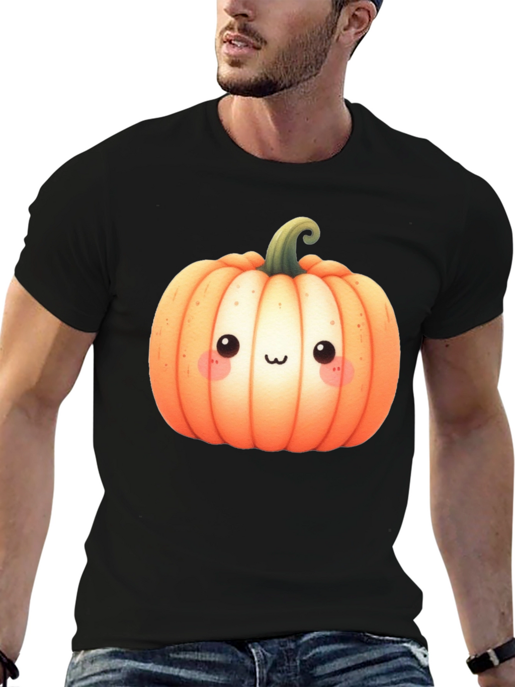 Kawaii Pumpkin Graphic Tee - Halloween Style