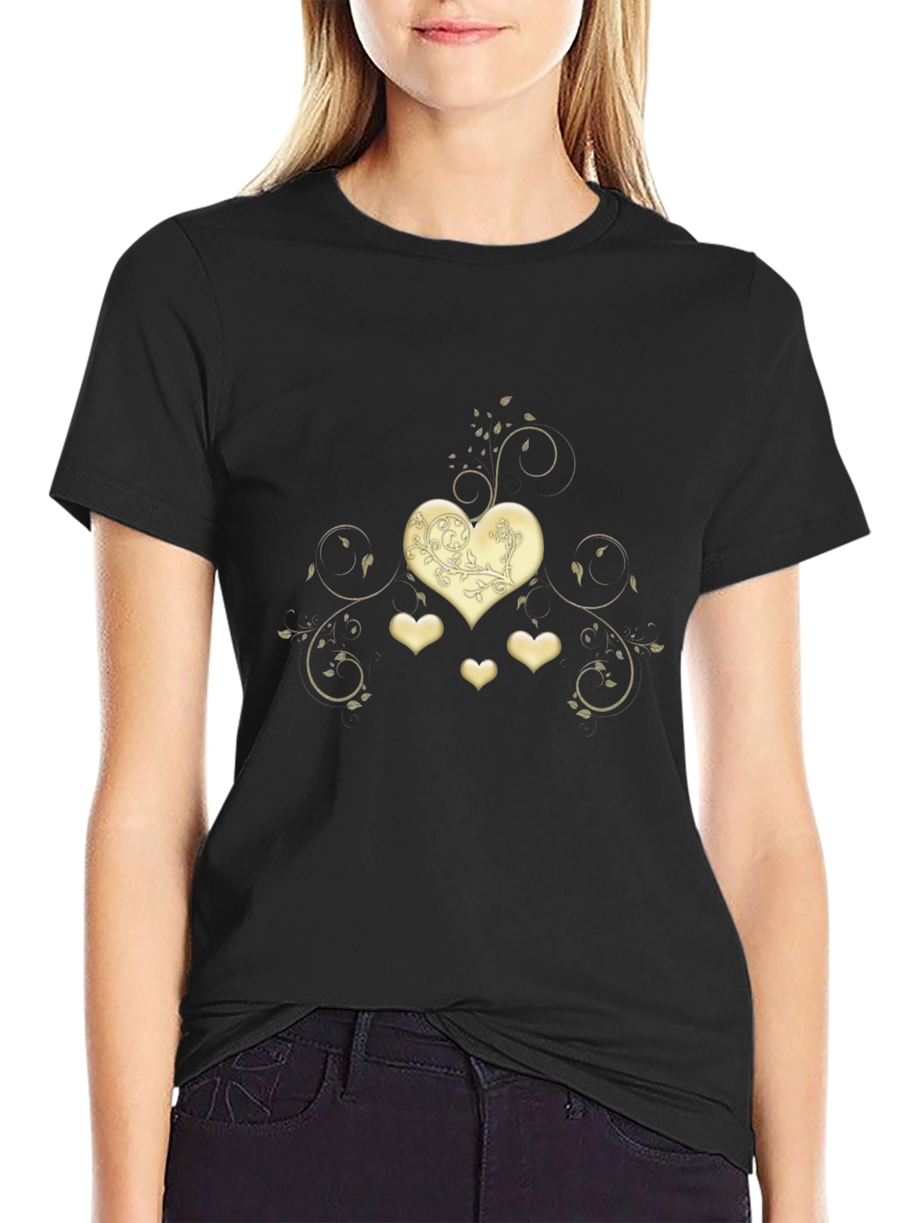 Heart Swirl Graphic Tee - Modern Romantic Design