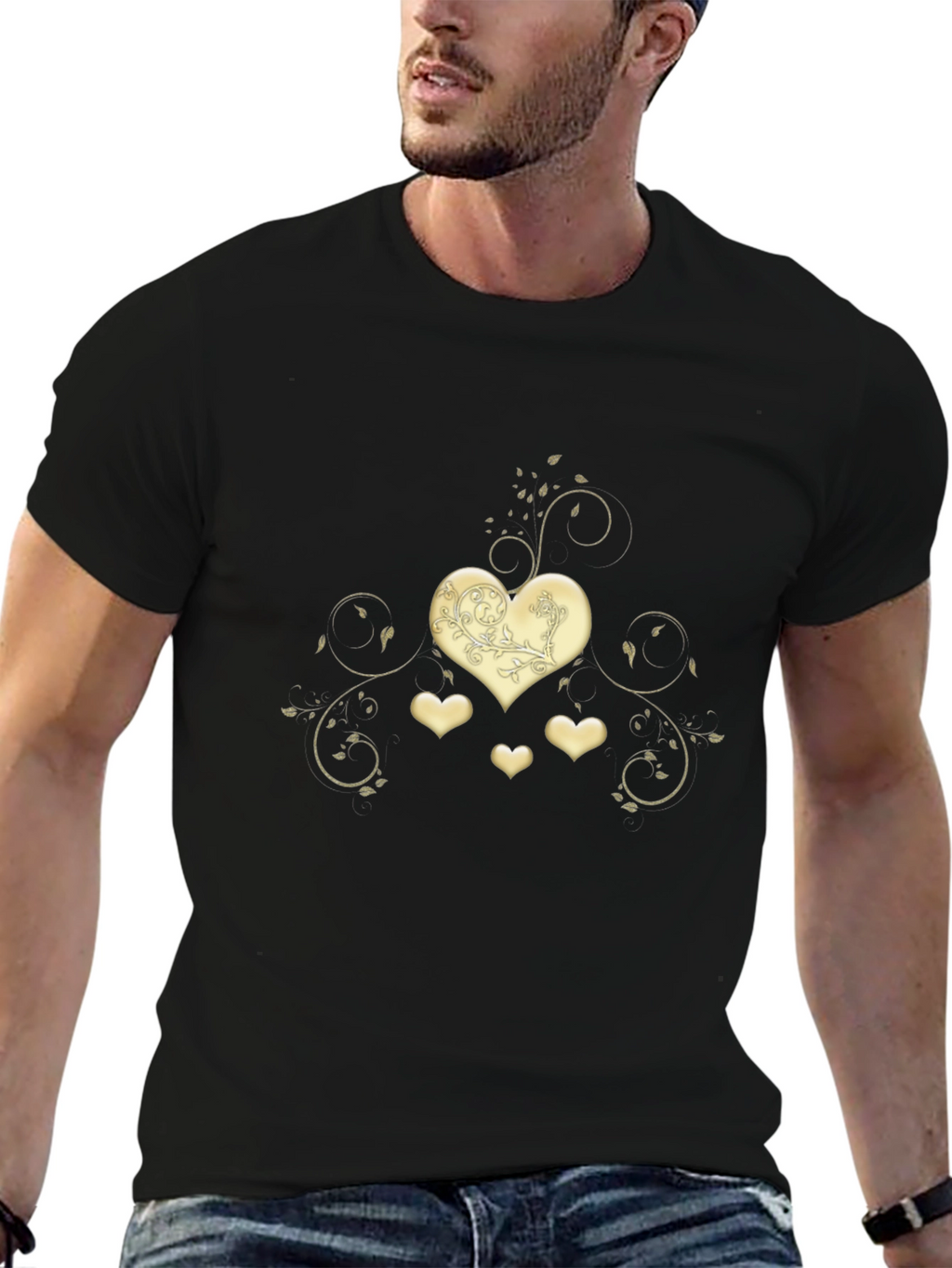 Heart Swirl Graphic Tee - Modern Romantic Design