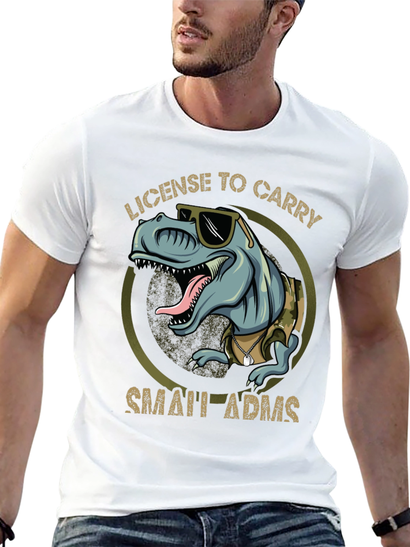 License To Carry Small Arms Funny T-Rex T-Shirt