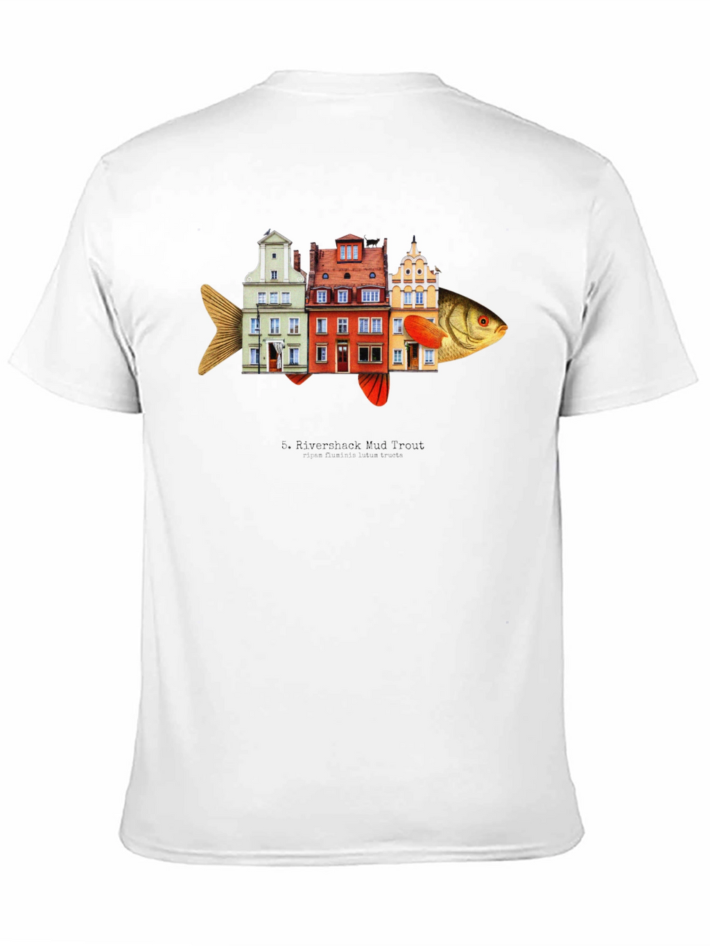 Riverbank Mud Front Fish Building T-Shirt