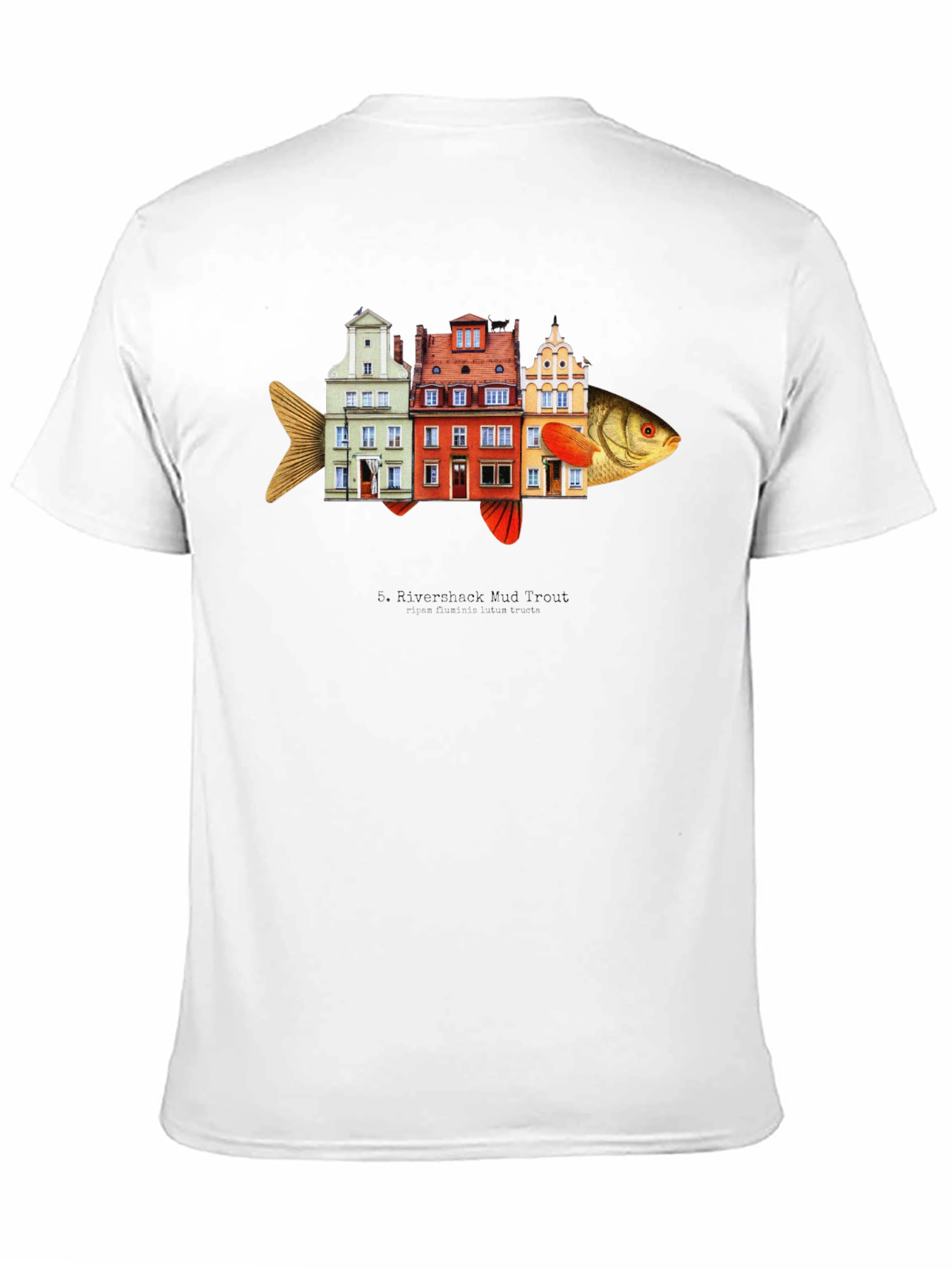 Riverbank Mud Front Fish Building T-Shirt