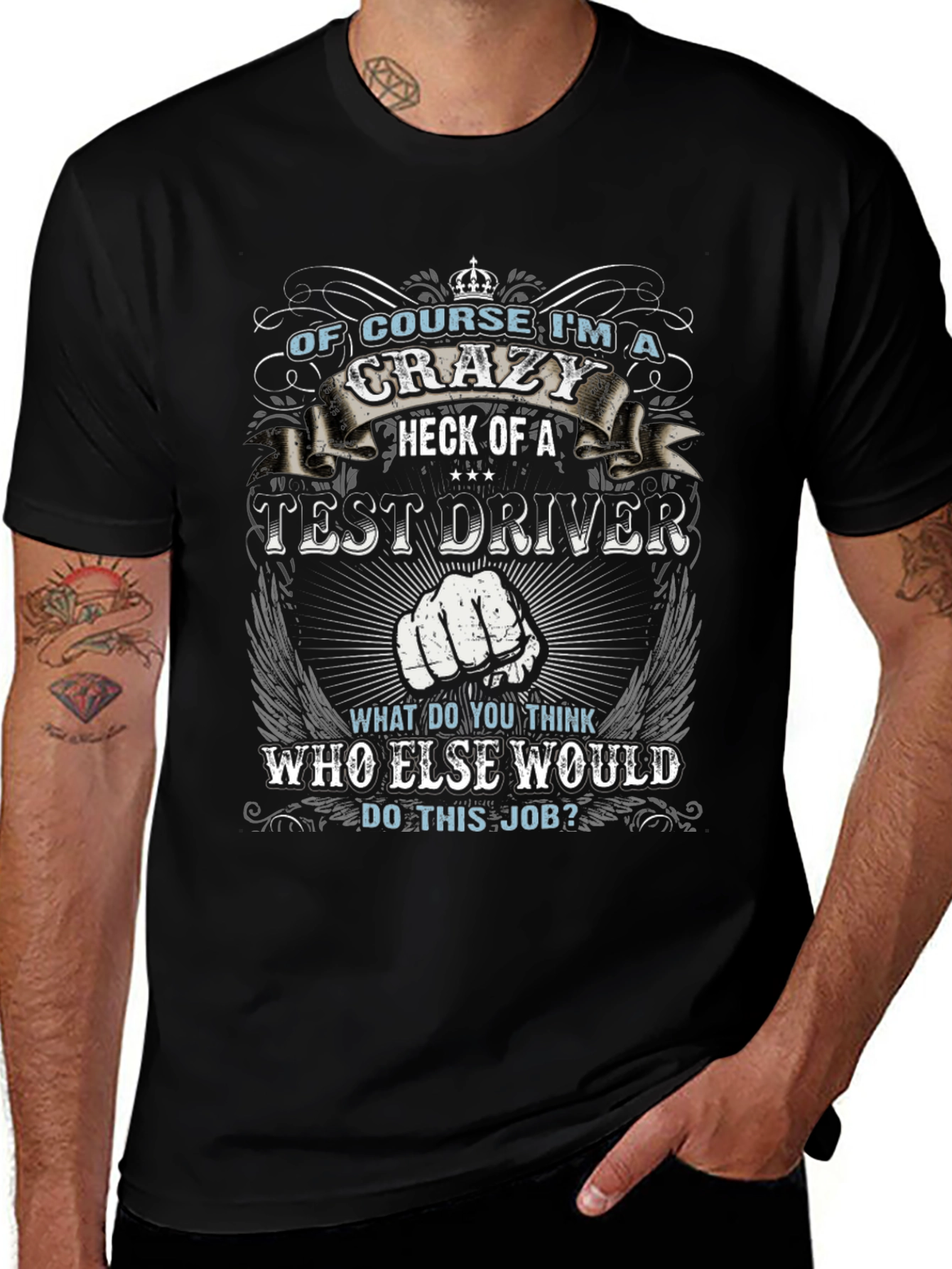 Crazy Test Driver Graphic Tee - Black
