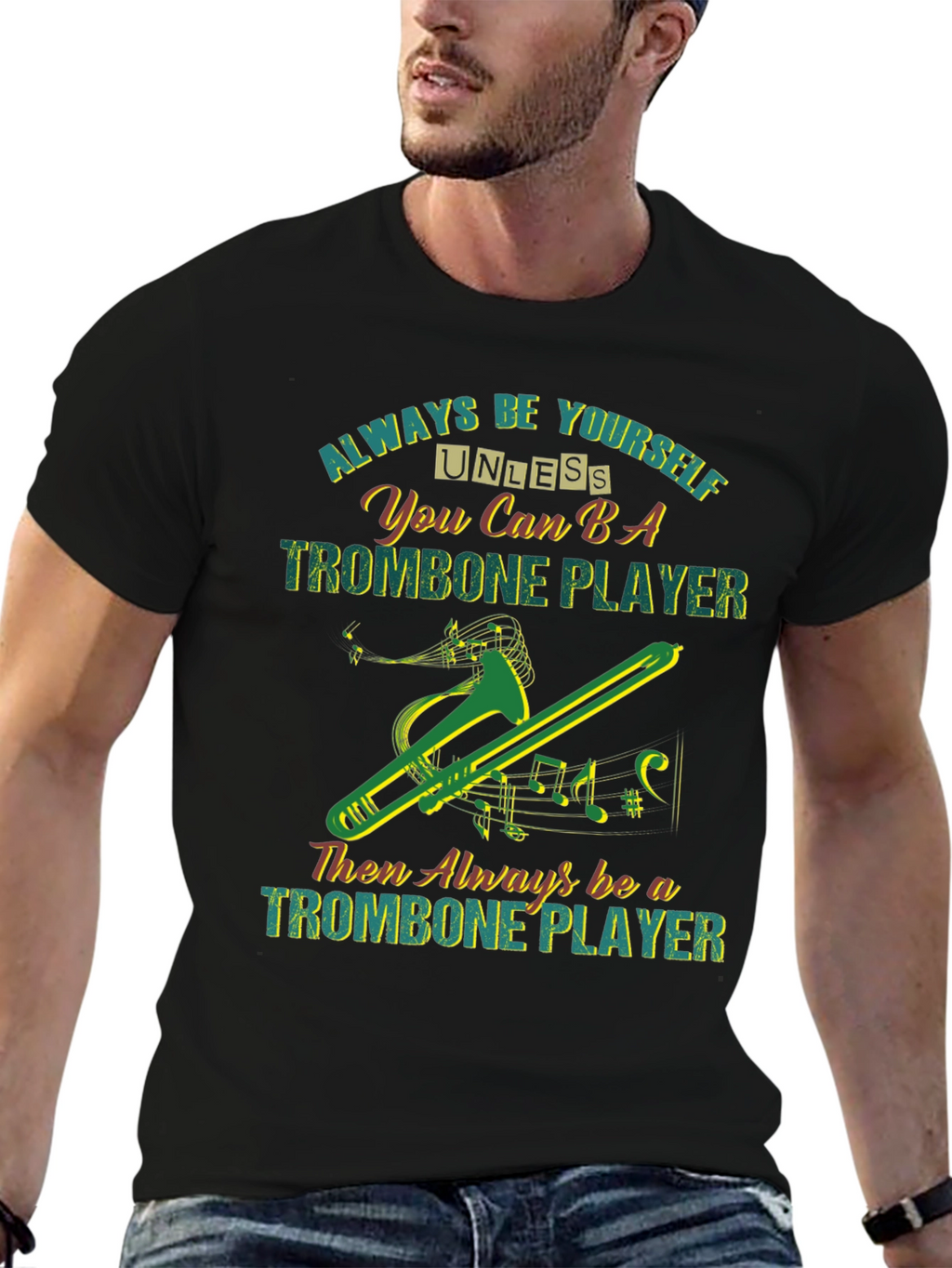 Trombone Player Graphic T-Shirt - Music Lover Tee