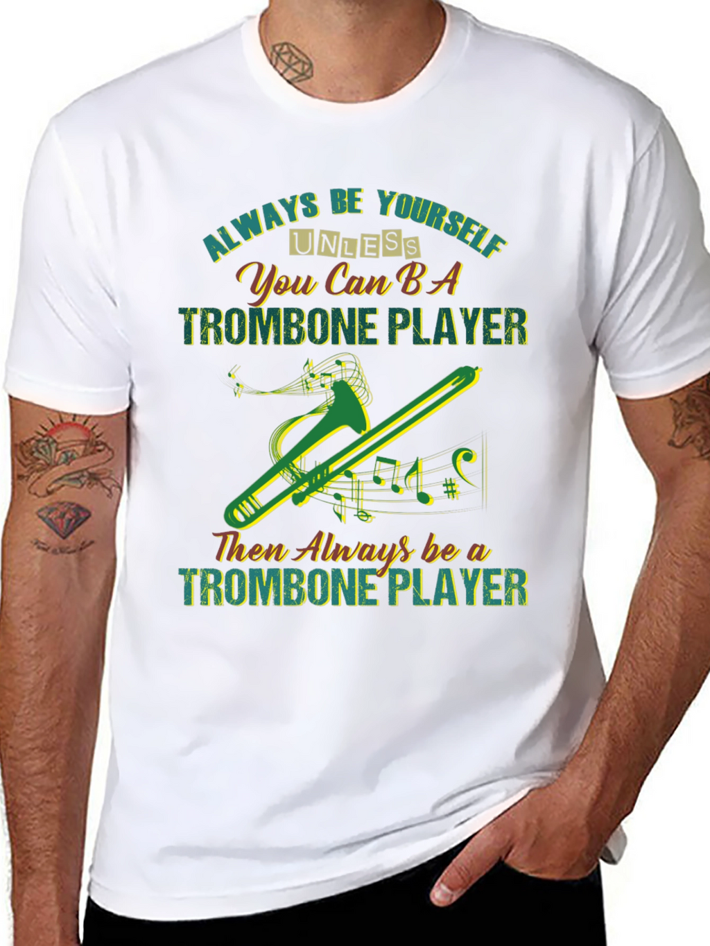 Trombone Player Graphic T-Shirt - Music Lover Tee
