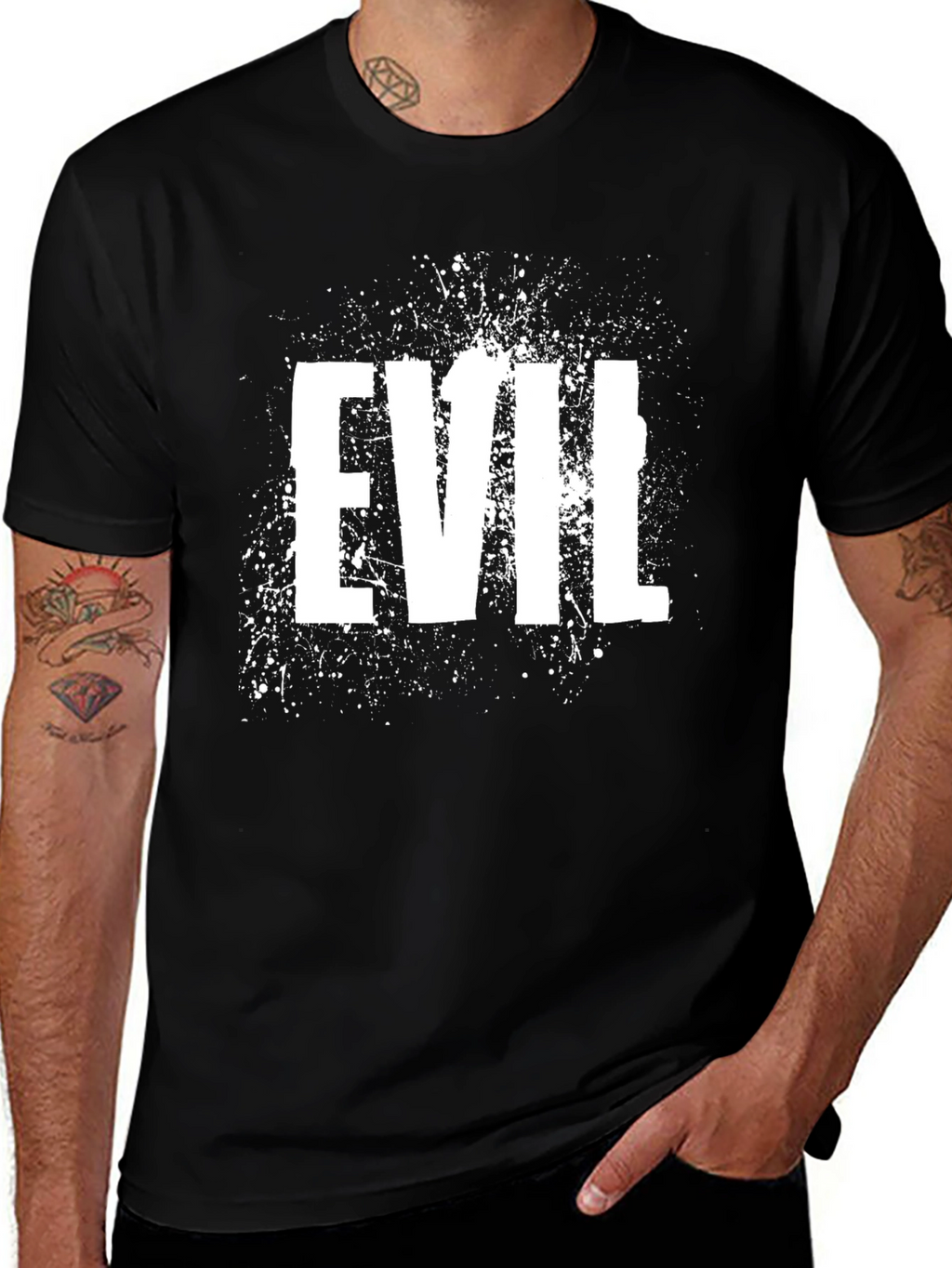Evil Graphic Print T-Shirt - Black