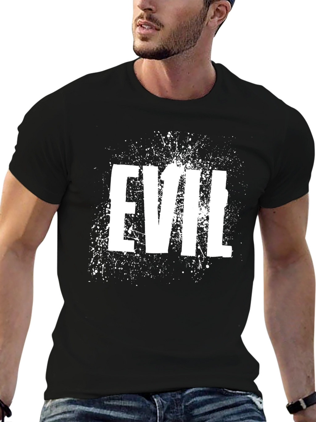 Evil Graphic Print T-Shirt - Black