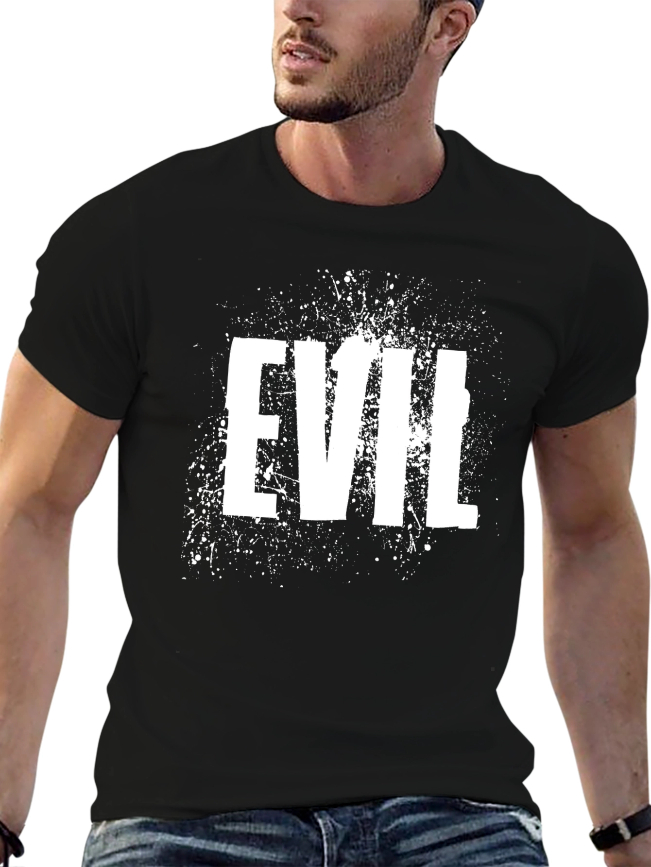 Evil Graphic Print T-Shirt - Black