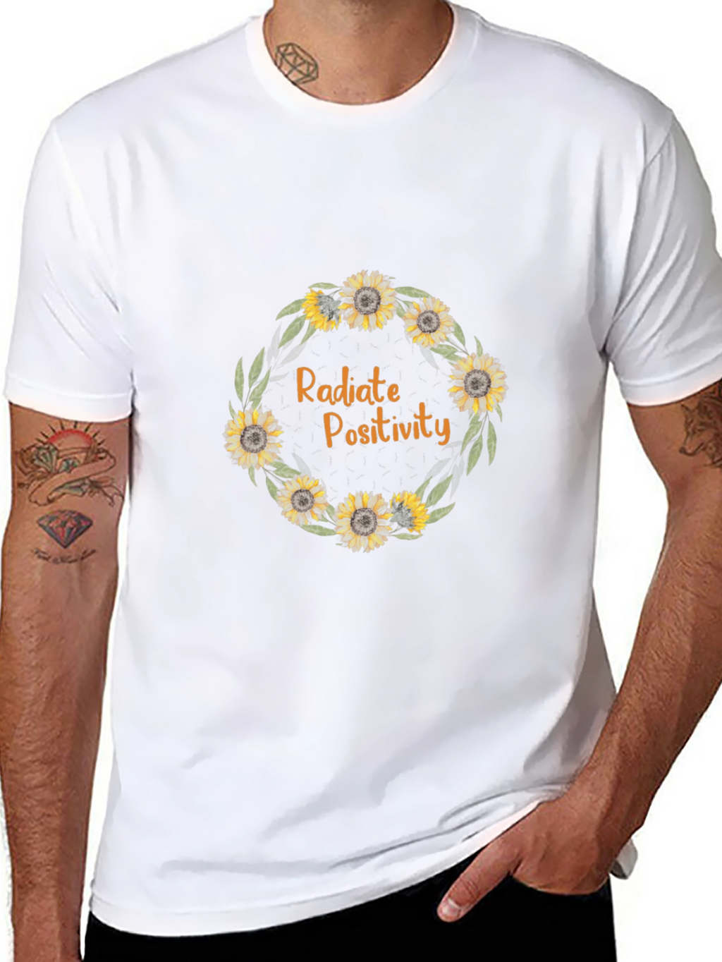 Radiate Positivity Sunflower Wreath Graphic Tee
